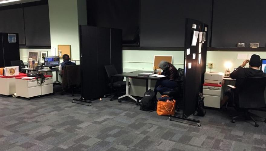 Private student work areas and cubicles