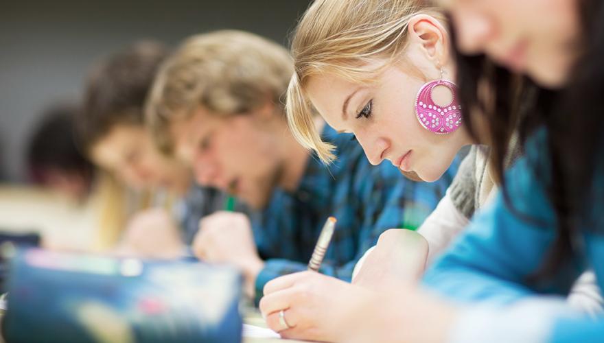 Students taking an exam