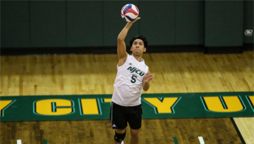 Man throwing volleyball