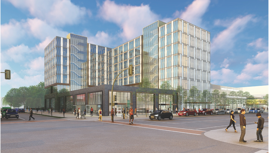 A view of NJCU’s West Side Campus from the corner of Hernandez Way and University Place Boulevard.