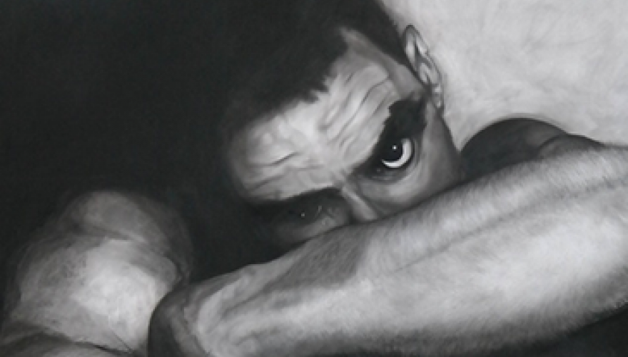 Andy Pecoraro, Vulnerability of Honesty, 2019, Alejandro Rubin, Breathing Charcoal on canvas, 10 x 7 feet