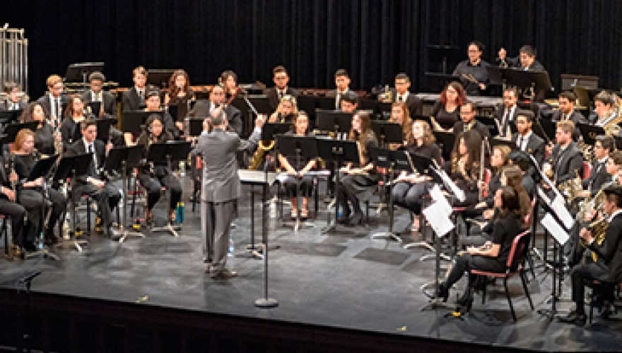 Orchestra playing music