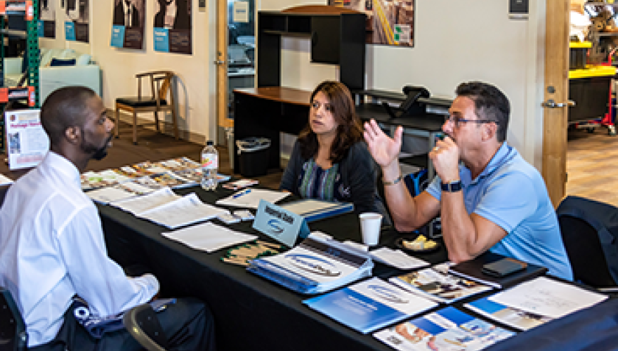 Student talking to Recruiters