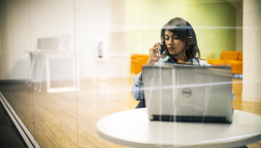 business woman working sob