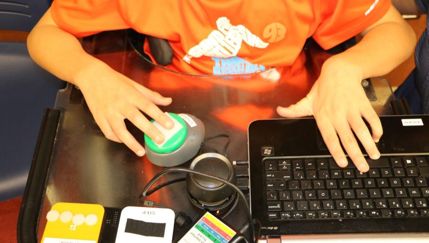 Student using assistive technology