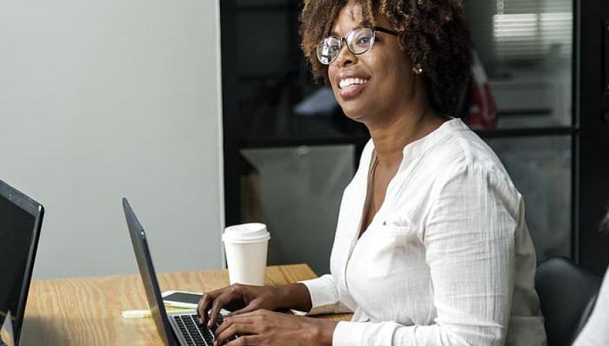 Woman using a laptop computer