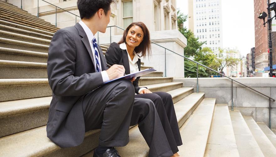 law students on courthouse stairs