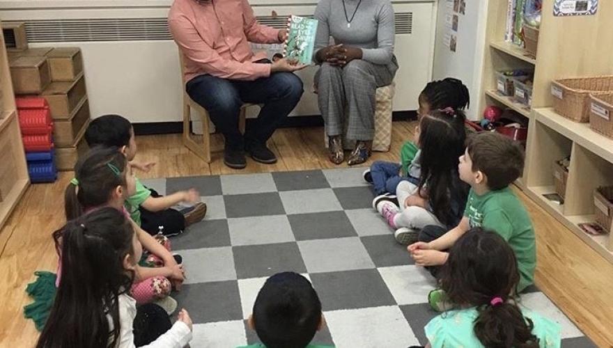 Blandine Kenah reading to a class