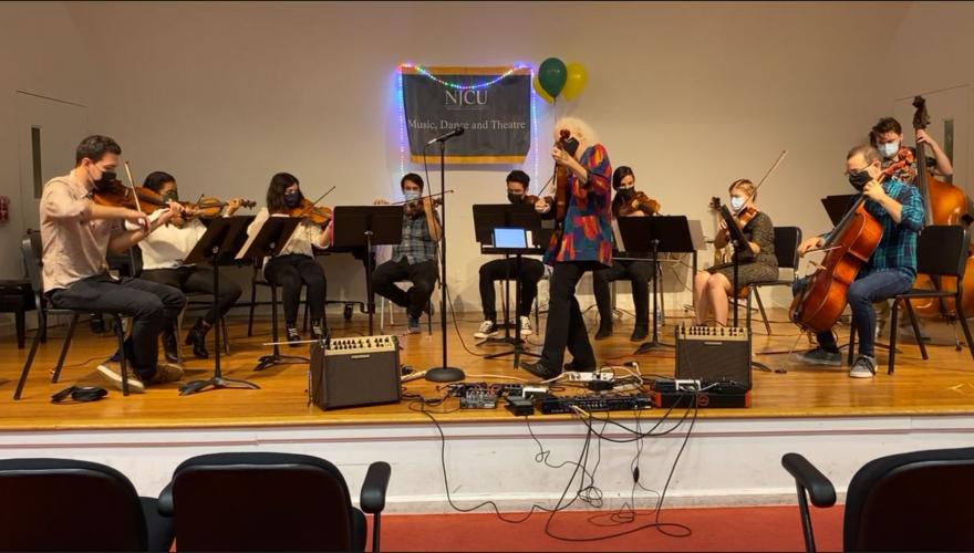 Musicians playing at the Multi-Style Strings Open House