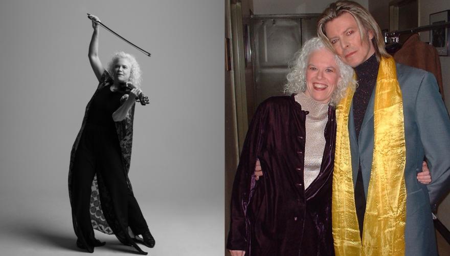 Martha Mook on left, Martha Mooke & David Bowie on Right