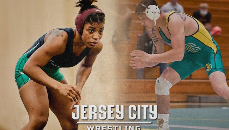 wrestling man and woman pose