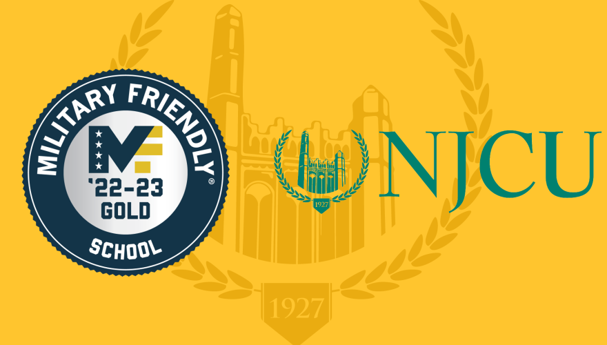 NJCU Military Friendly Gold Institution News Story Headshot Template Graphic_29008_Yellow_1920x1080 (2022