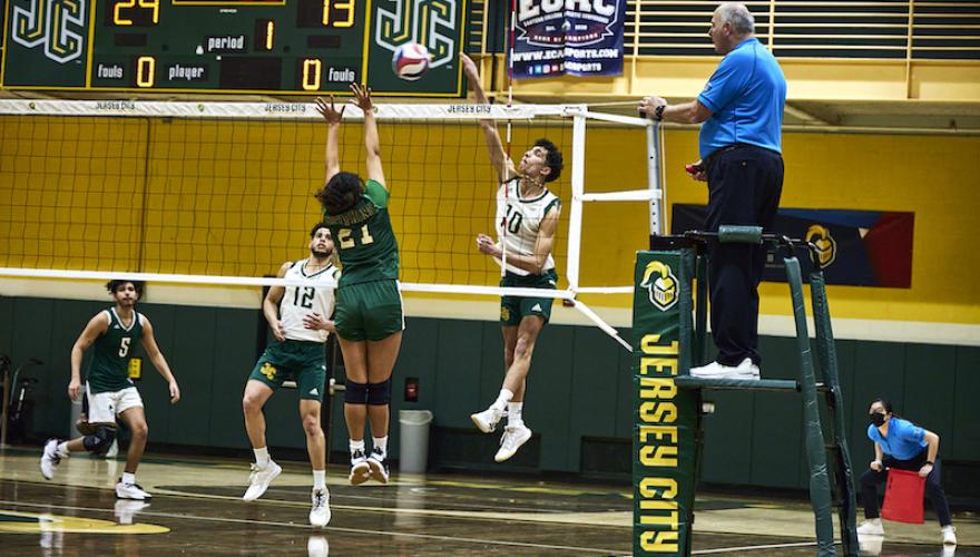 VOLLEYBALL GAME 2 MEN LEAPT BY NET
