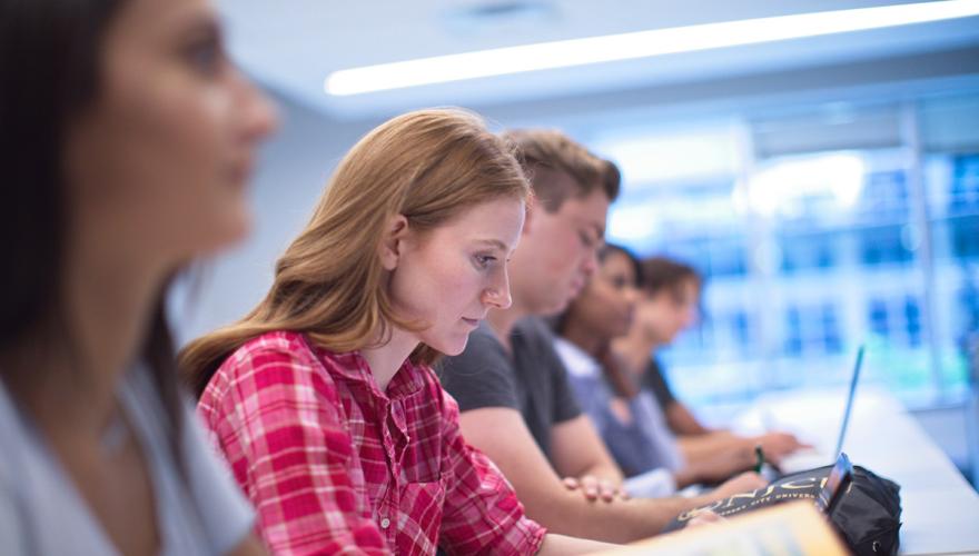 students studying in lab