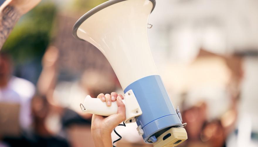 megaphone with hand