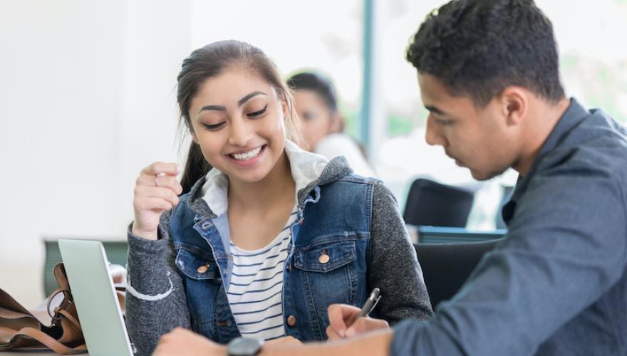TWO STUDENTS LEARNING WITH LAPTOP