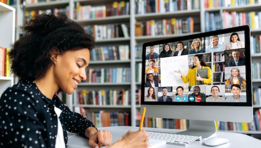 GIRL ON ONLINE CONFERENCE CALL