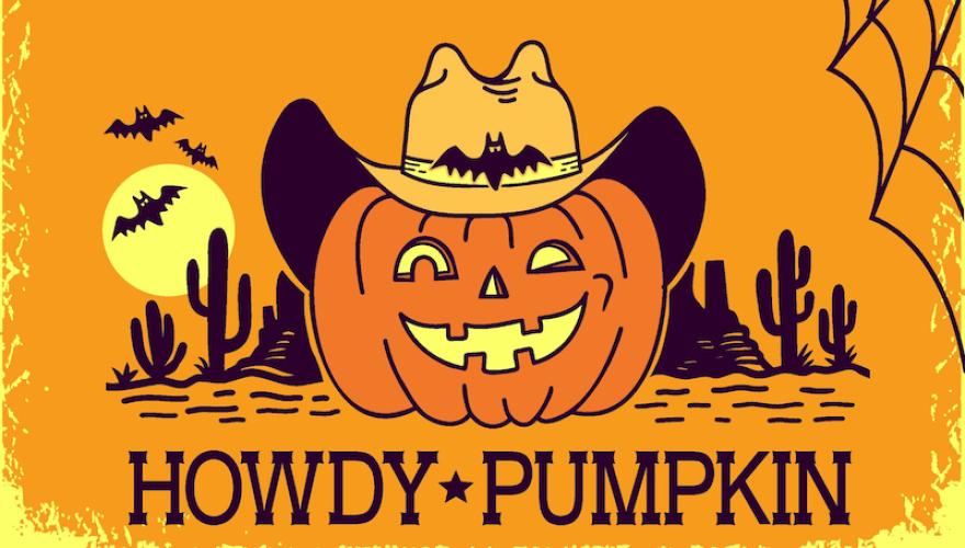jack-o-lantern with text howdy pumpkin