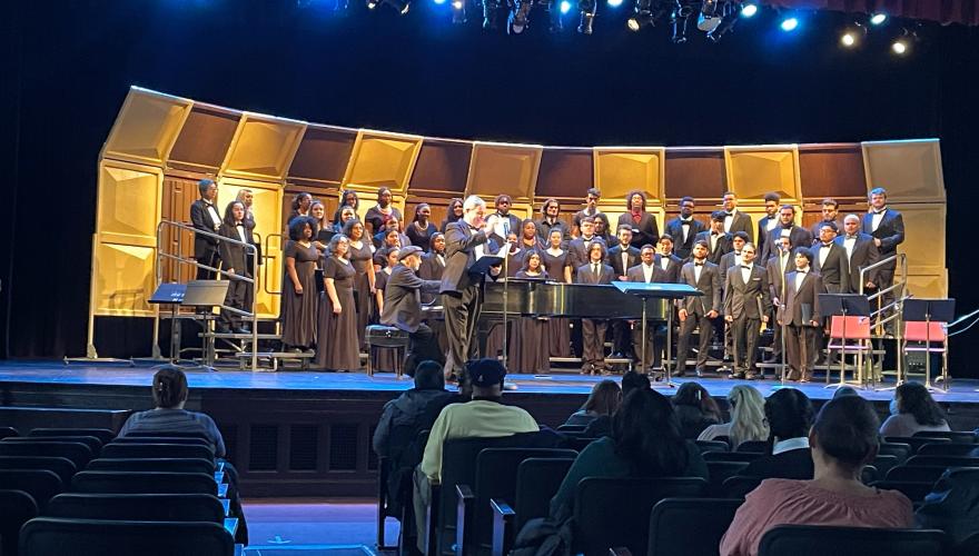 Choral ensemble on risers