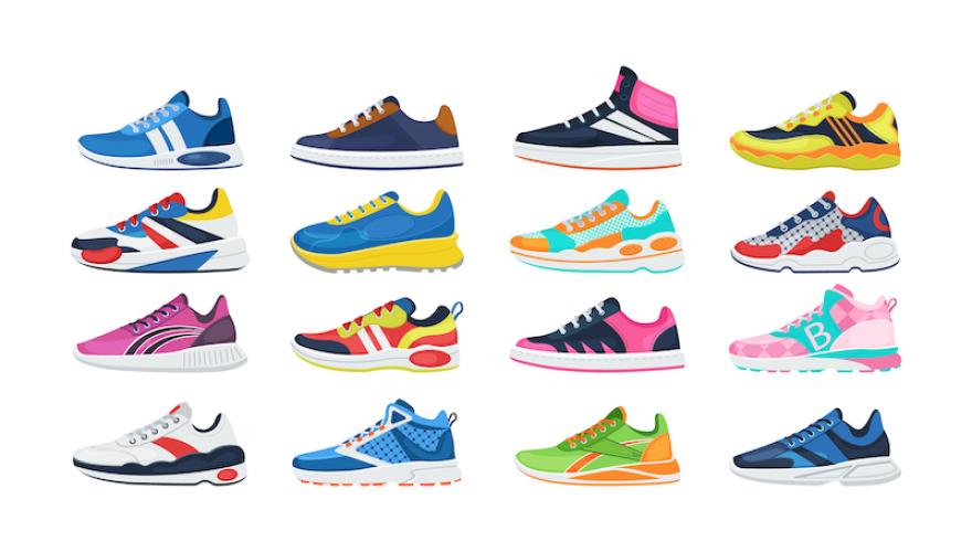 FOUR COLUMNS OF SNEAKERS