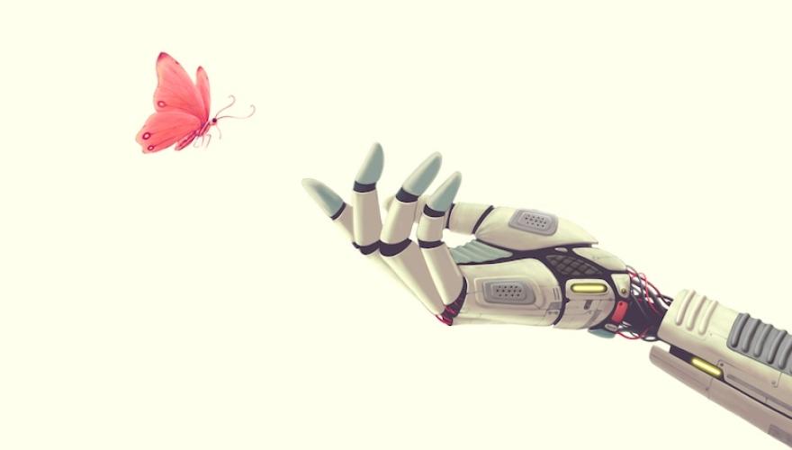ROBOT HANDS REACH TO BUTTERFLY