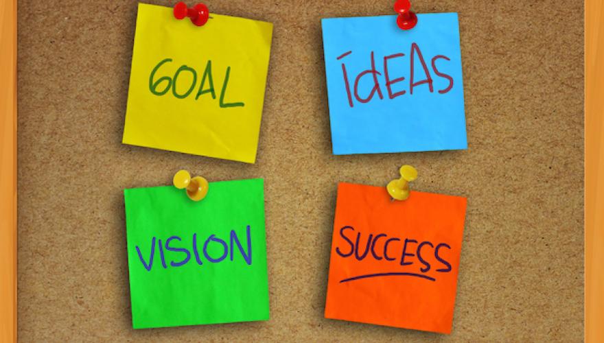 vision board with pinned notes