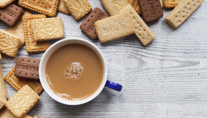 TEA AND COOKIES ON TABLE