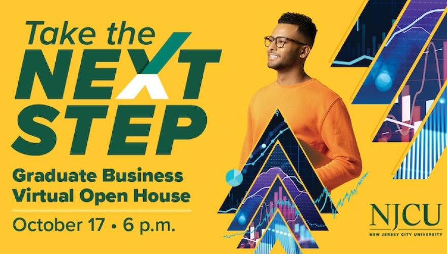 STUDENT LOOKS UPWARD OPEN HOUSE BANNER