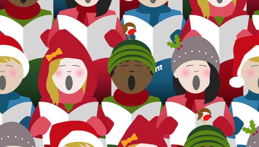HOLIDAY CAROLING ILLUSTRATION