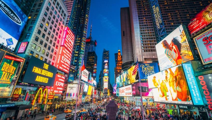 times square street view at night