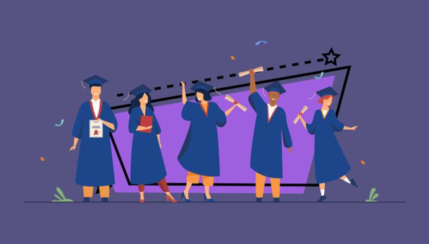 graduation illustration group of robed people