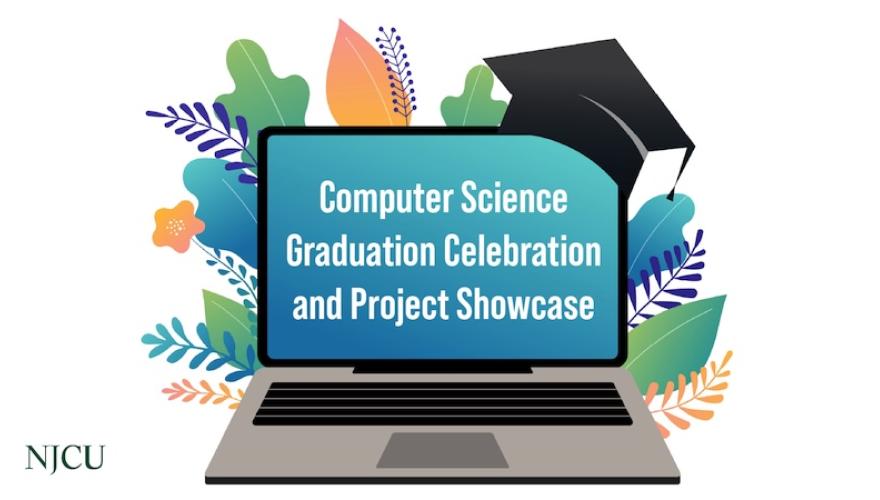computer illustrated with graduation cap and text on screen