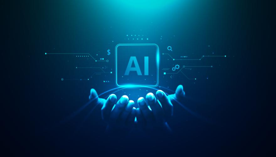AI logo, hands underneath