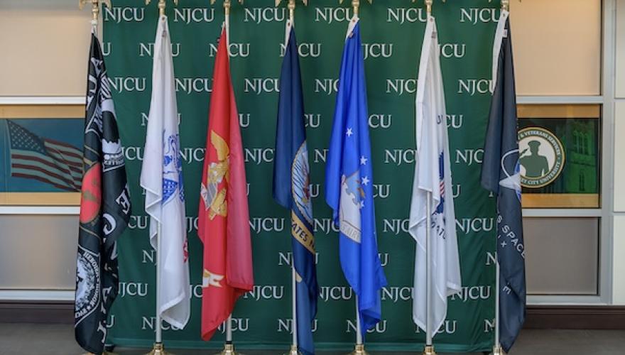 military flags standing