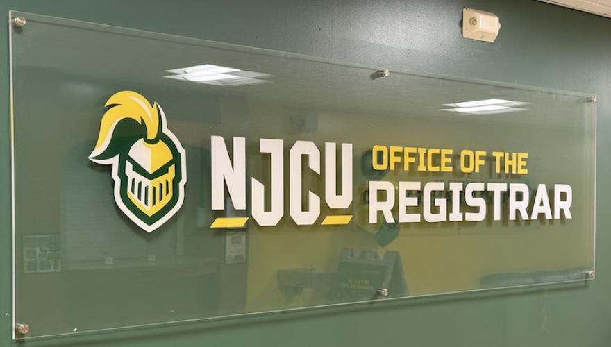 registrat office wall sign on wall