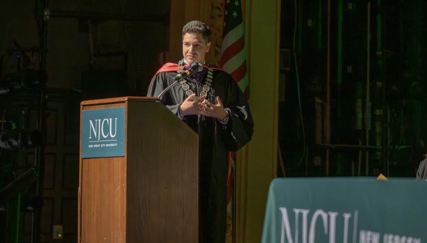 President Acebo speaking during his Investiture ceremony on September 10, 2025