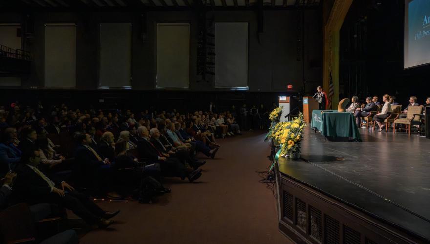 President Acebo speaking during his Investiture ceremony on September 10, 2025
