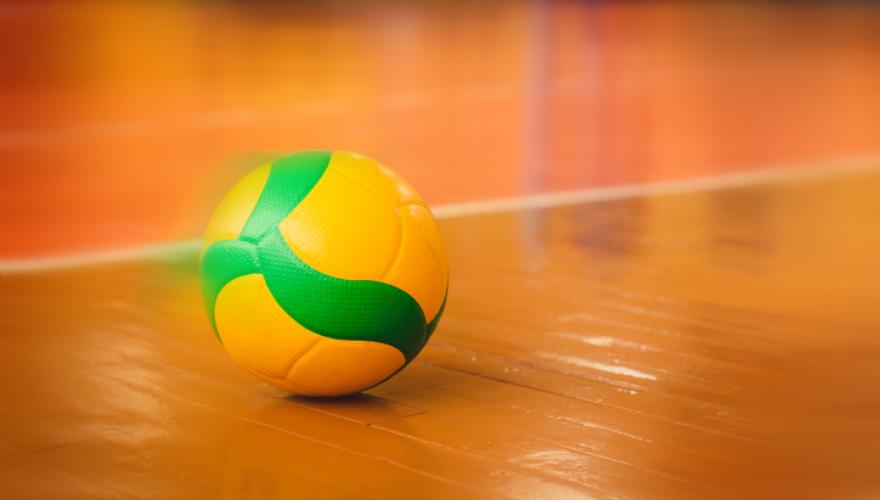 volleyball on court closeup