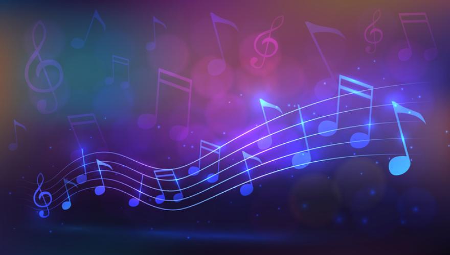 music notes on illuminated background