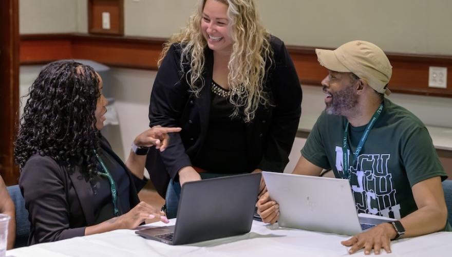 3 ed tech students with laptops