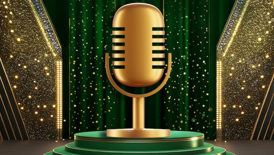 illustration -mic with sparkle background