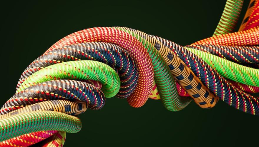 afrocentric colored cables entwined