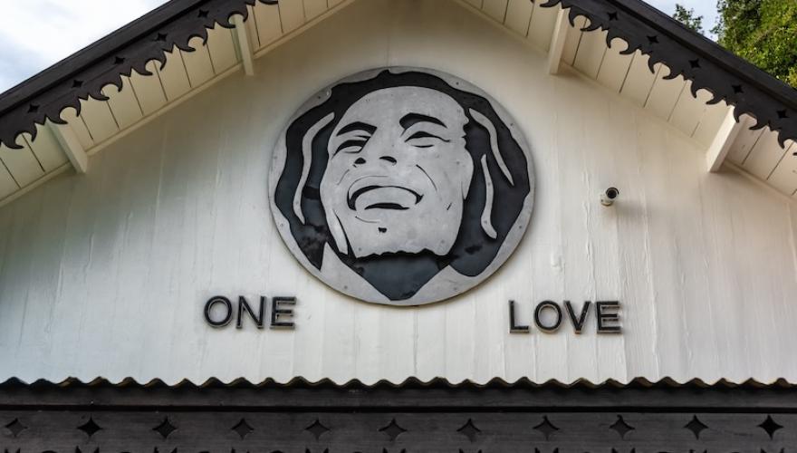 Marley face icon on side of building
