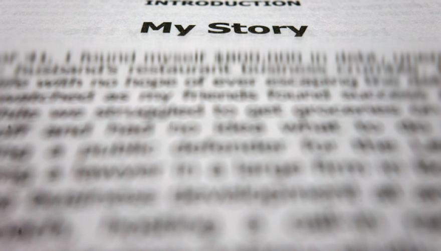 my story text visible on paper of words