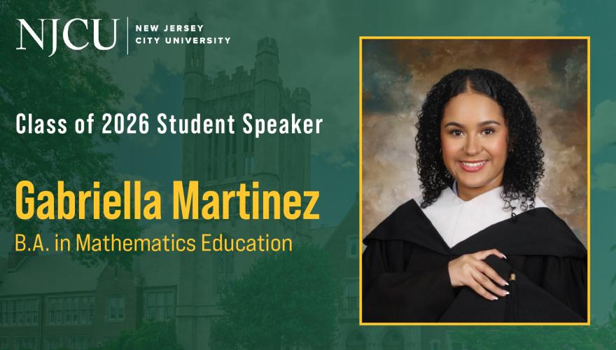 Gabriella Martinez graphic. She will speak at the 2026 Commencement.