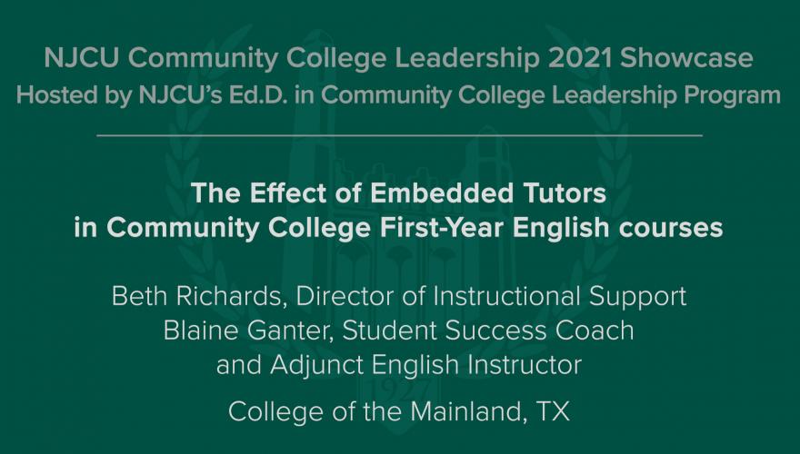 The Effect of Embedded Tutors in Community College First-Year English courses video title