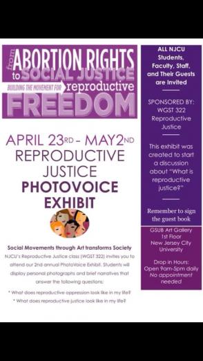Annual Reproductive Justice PhotoVoice Exhibit POSTER