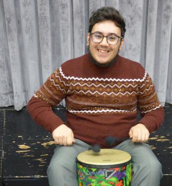 Patrick Trapp Music Ed student playing percussion