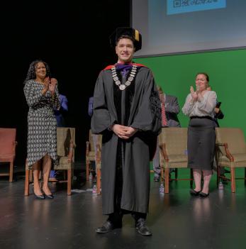 President Acebo smiling during his Investiture ceremony on September 10, 2025