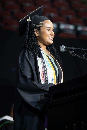 Gabriella Martinez, '26, of Jersey City, N.J. delivered the student address during the ceremony.
